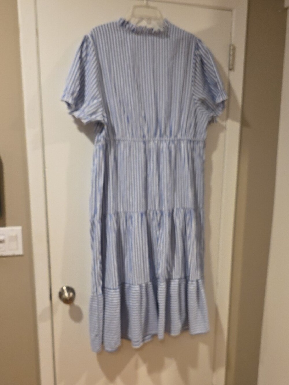 Blue and White Striped Midi Dress - Casual - Picture 3 of 4